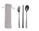 【客製化】韓式不銹鋼餐具3件組(白束口袋)